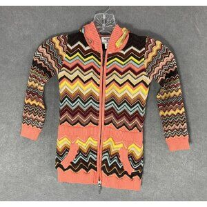 Missoni for Target Girls Cardigan Long Zig Zag Size 4T Hood Zip Up Colorful‎